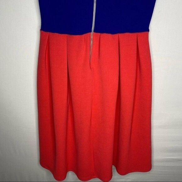 LulaRoe Blue Coral Pink Pleated Fit & Flare Amelia Dress Small - Picture 7 of 9
